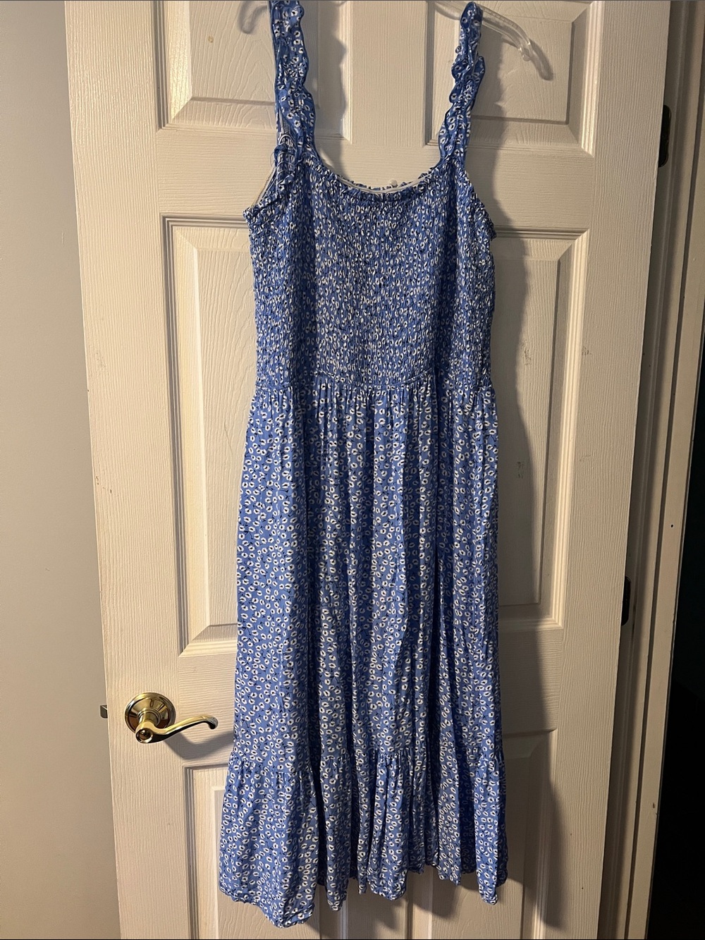 Blue Floral Smocked Sundress - Women's